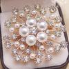 Women'S Clothing Accessories Large Snowflake Pearl Crystal Brooch Exquisite Flower Brooch Pin