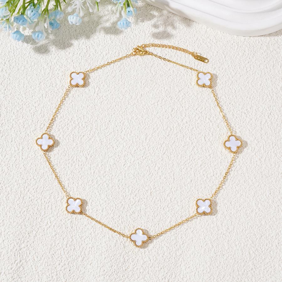 7 Flowers 13mm Double-sided Titanium Steel Four-leaf Clover Necklace Does Not Lose Color 18k Light Luxury Ladies Necklace