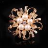 Crystal Pearl 3D Flower Brooch Dual-purpose Ring Design Corsage Pin Long-lasting Color Exquisite Hypoallergenic BFF Gift