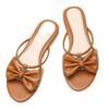 Fashion Elegant Pointed Toe Bow Narrow Band Flat Slippers Women Sexy Open Toe Non-slip Large Size Flat Shoes Comfort Vacation Beach Shoe