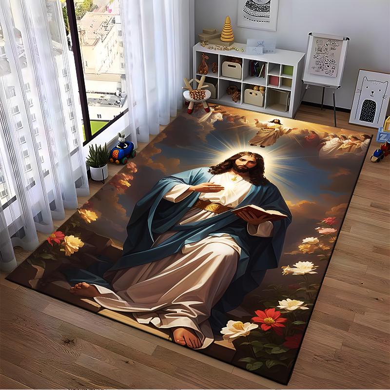 The Jesus-themed Anti-slip Carpet, Meant To Enlighten People, Is Suitable for Use In the Living Room and On Bedroom Sofas.