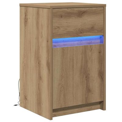 LED Nightstand Artisan Oak 38 X 34 X 61 Cm Particleboard