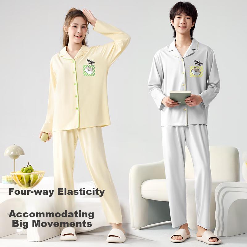 Jiusuiban [Air-Conditioned Room Recommendation] Children's Pajamas, Boys And Girls Spring And Autumn Pure Cotton Moisture-Wicking Youth Home Wear Set