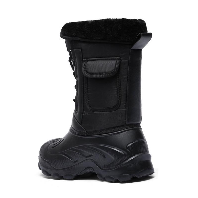 Rain Boots Camouflage Snow Men Boots Rain Shoe Outdoor Waterproof with Fur Plush Warm Male Casual Mid-Calf Work Motorcycle Boots