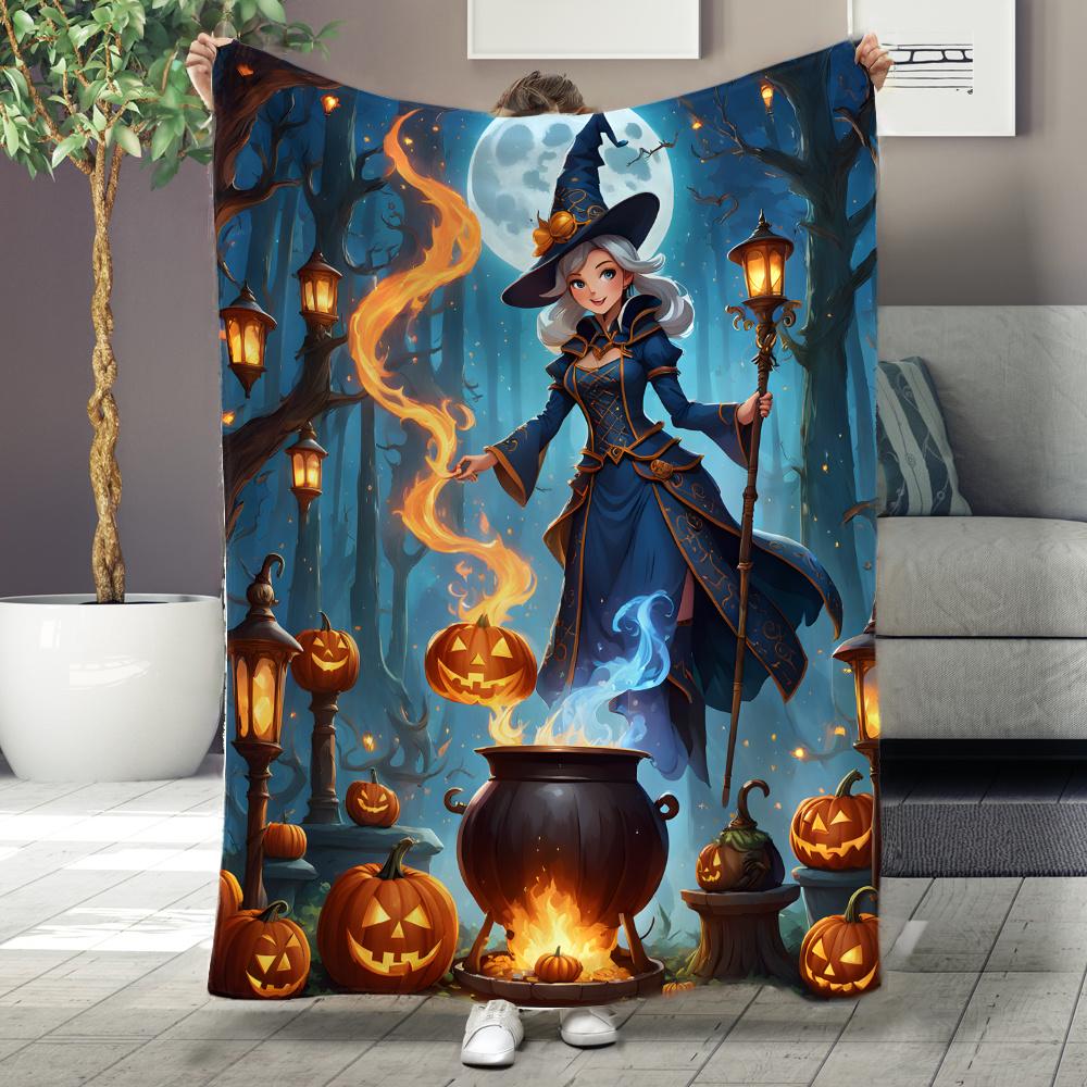 Magical Halloween Witch Blanket: Embrace The Enchanting Design, Ultra-Soft Fabric, And Cozy Vibes For Your Festive Home Decor