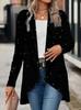 AUT1029514CMP Women Sequin Open Front Cardigan Long Sleeve Irregular Hem Blazer Jacket Elegant Party Outerwear S-3XL