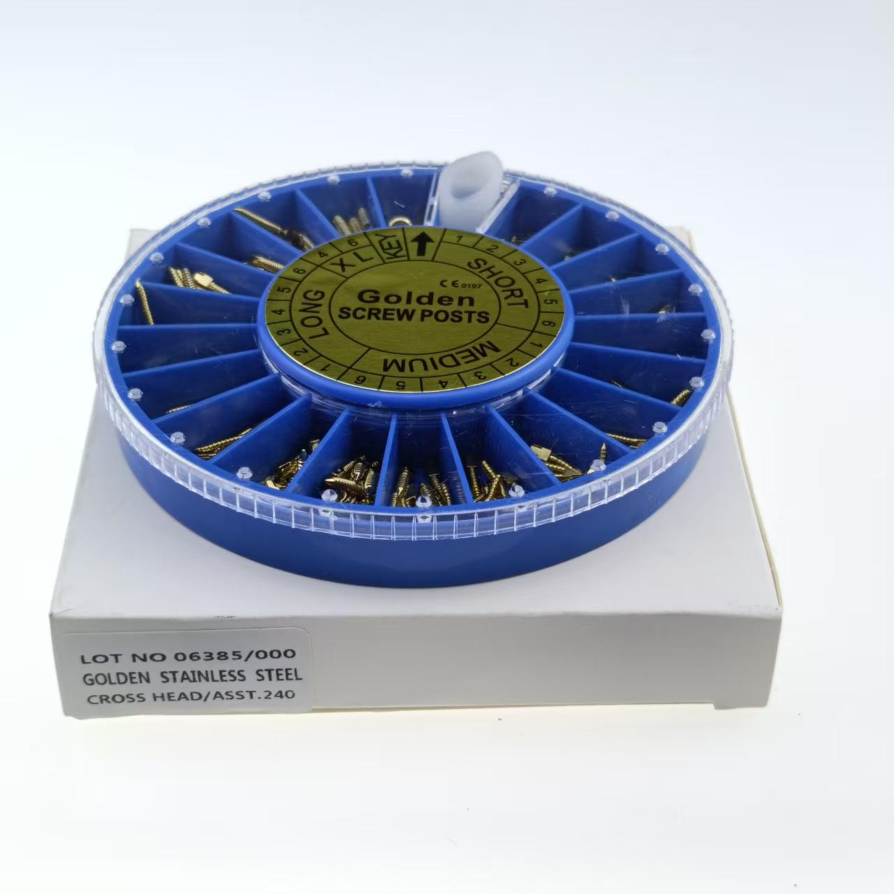 

Стоматологический винтовой штифт из нержавеющей стали 240 шт. и 2 ключа, конический винтовой штифт для стоматолога, конические сменные файлы золотистый