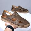 Sandals men's summer new bag head outer wear holes beach shoes hollow men's leather sandals