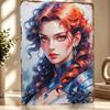 Fantasy Woman Portrait D Texture Metal Poster Customized Wall Art Tin Sign Gift for Mancave Funny Signs Bedroom Stuff Wand Deko