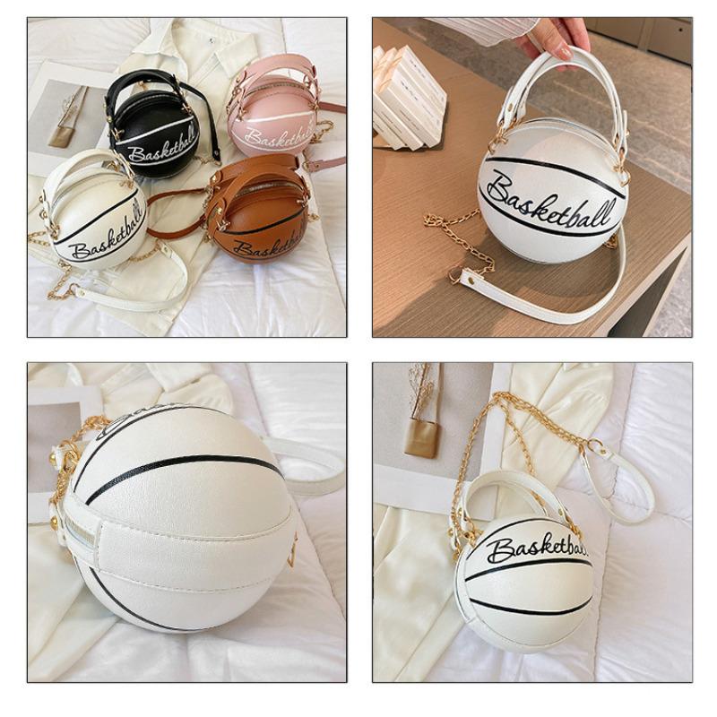 Trendy Letter Chain Basketball Bag New Fashion Korean Style Solid Color Simple Handheld Shoulder Bag for Women