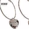 Hoop Earrings 1 Pair Round Heart Pendant Plated Jewelry Exaggerated Fashion Appearance Dangle for Prom Party