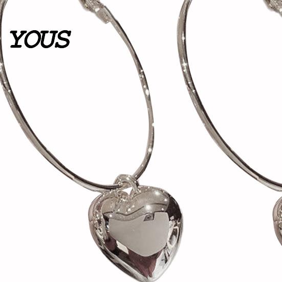 Hoop Earrings 1 Pair Round Heart Pendant Plated Jewelry Exaggerated Fashion Appearance Dangle for Prom Party