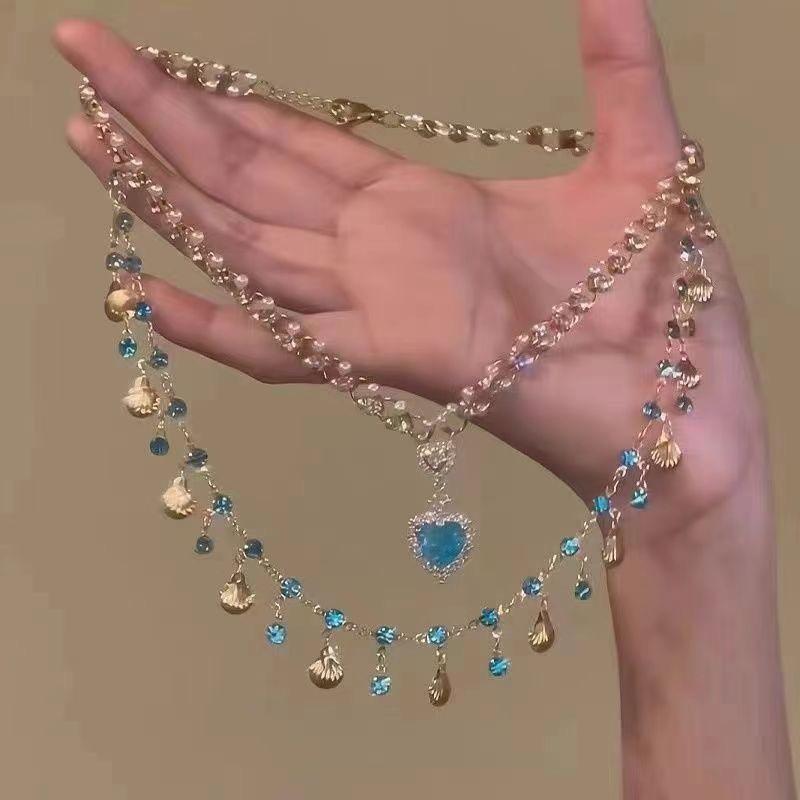 1 Piece Summer Sweet Women Choker Collarbone Chain  Pearl Fringe Necklace Luxury Minimalist Accessories