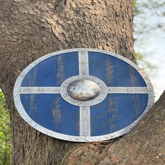 45.72 Cm Wooden Viking Shield, Viking Warrior Shield, Valhalla Round Viking Shield, Ideal for LARP, Battle Cosplay, Home Decor