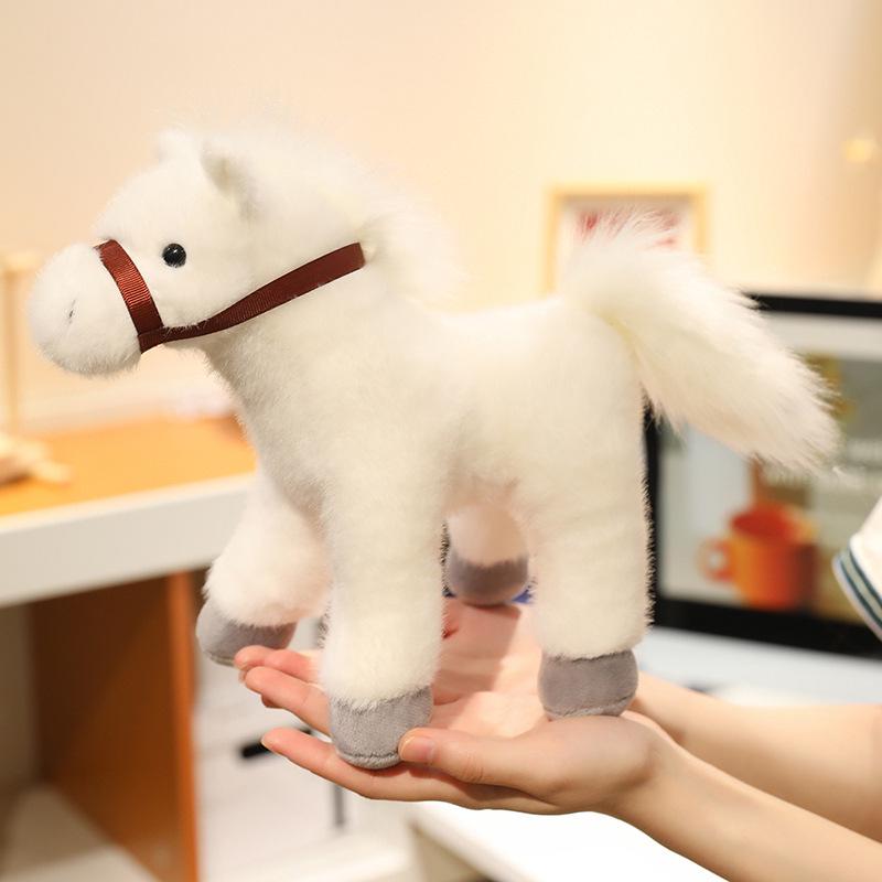 Cross-border Simulation Plush Pony: White Dragon, Black Horse, White Horse Dolls - Gift for Boys and Children 30 cm