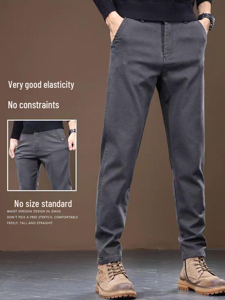 Douyin Men's 2024 Winter Fleece-Lined Straight-Leg Casual Pants