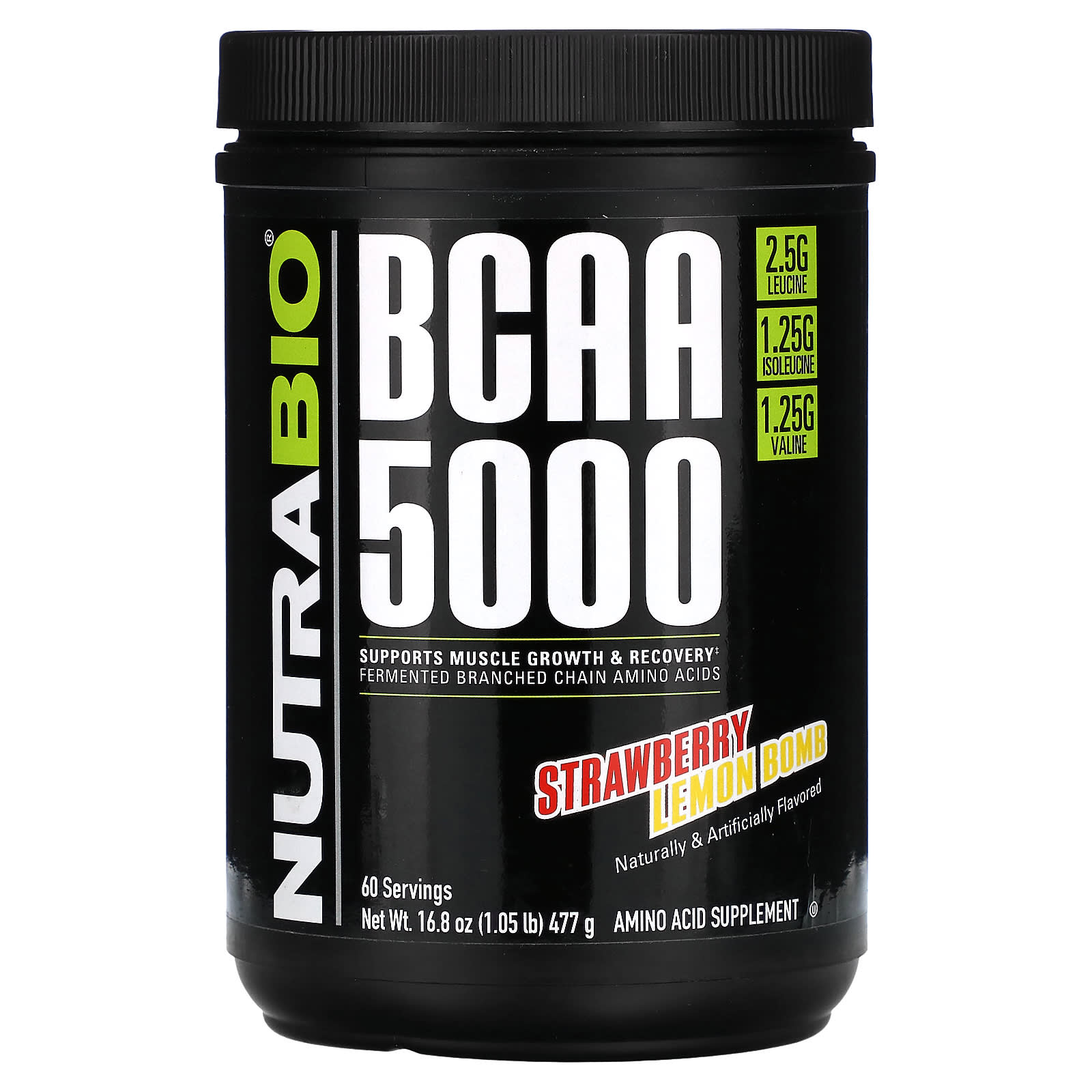 

NutraBio, BCAA 5000, Strawberry Lemon Balm, 1.05 lb (477 g)