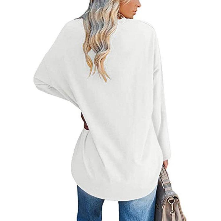 Women's Big Size Casual Long Sleeve Round Neck Solid Color T-Shirt Spring Autumn Plus Size Clothing