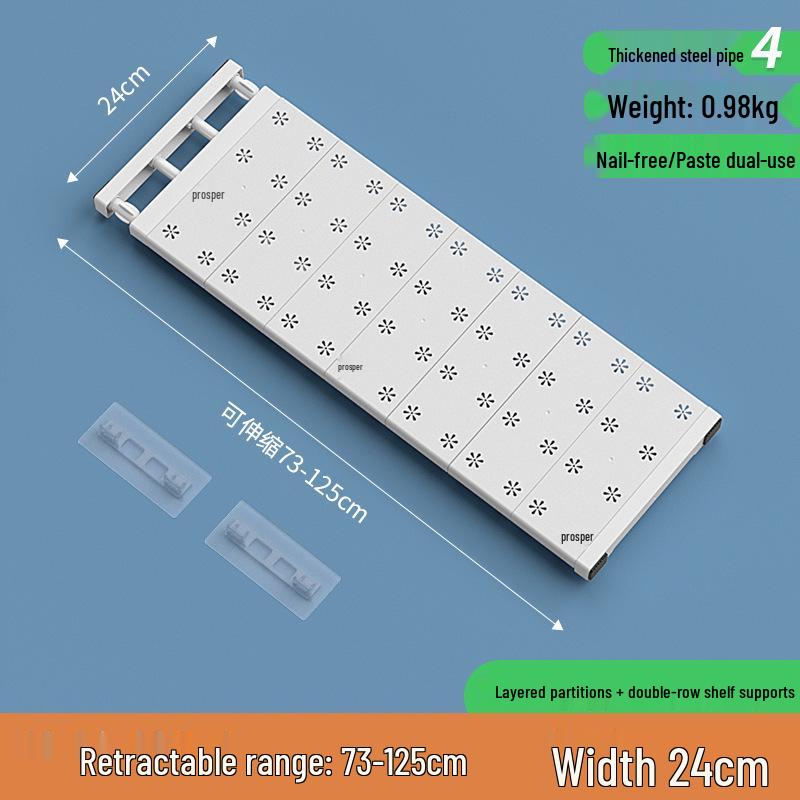 Wardrobe Divider No-Punch Shelf Storage Rack for Dormitory Cabinets and Shoe Organizers