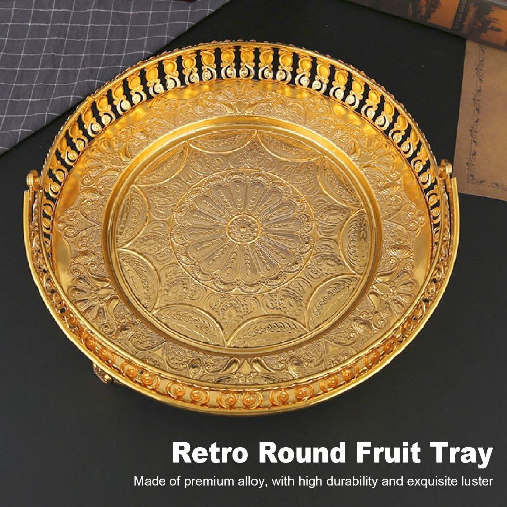 With Handle Dessert Plate Round Cake Plate Platters Fruit Tray Living Room