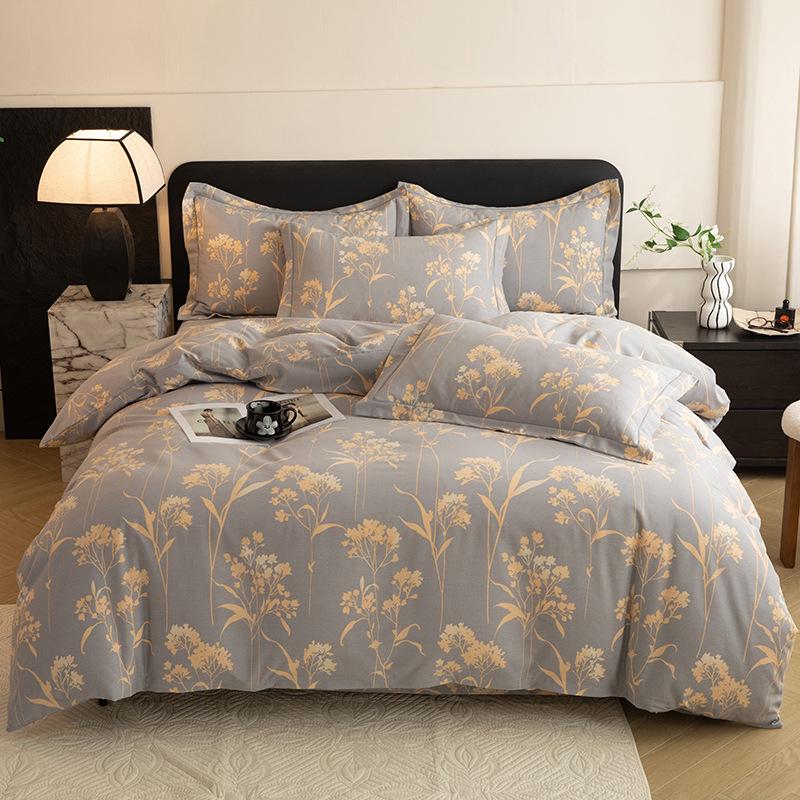Thickened Brushed Pure Cotton Autumn/Winter Bedding Set - All-Season Universal (Four-Piece & Three-Piece Options)