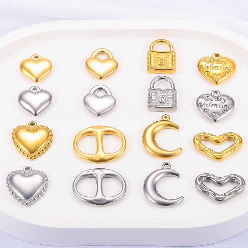 Polished Stainless Steel Heart Charms for DIY Necklaces and Bracelets