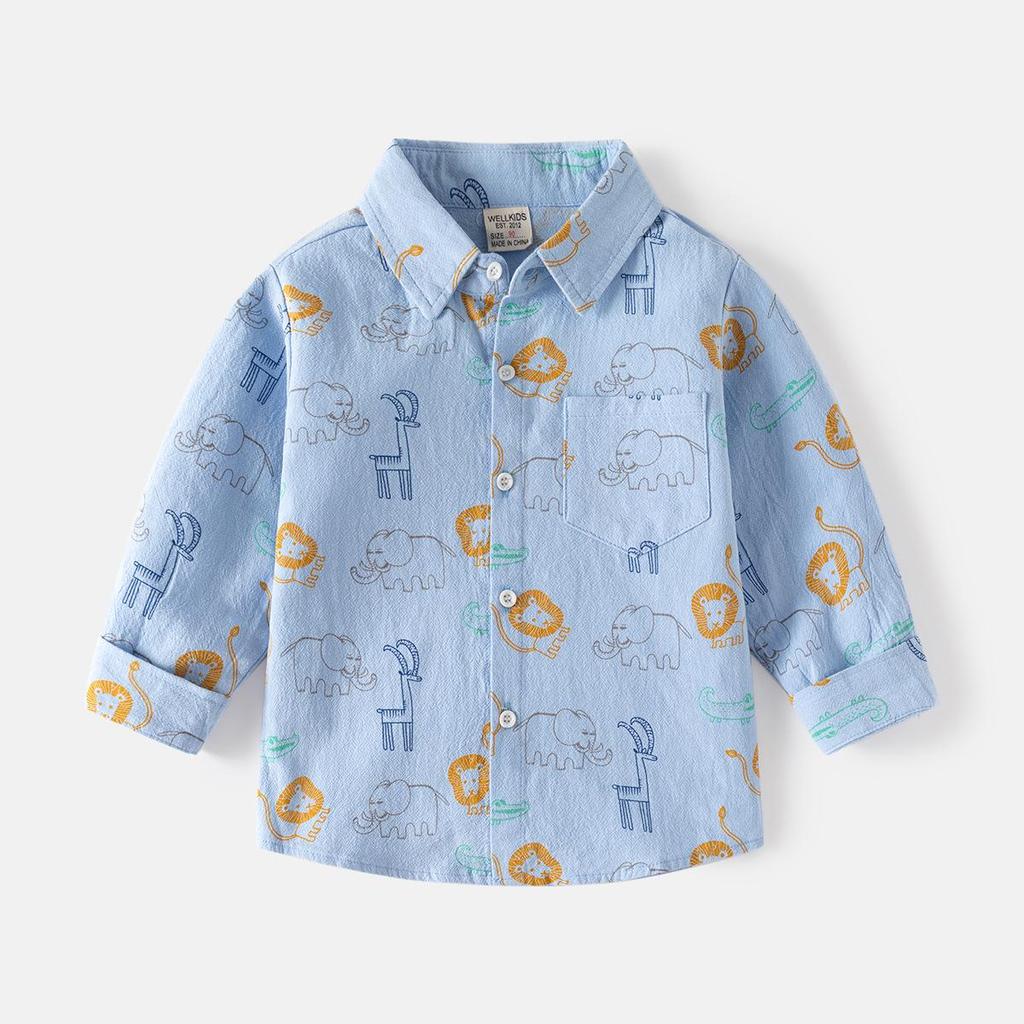 2025 Spring & Autumn Boys' Long-Sleeve Pure Cotton Korean Style Shirt