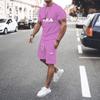 Nuovo Set Estivo Casual da Uomo a Maniche Corte 2024, Due Pezzi T-shirt+Pantaloncini Motivo Abbigliamento Streetwear da Uomo, taglie USA