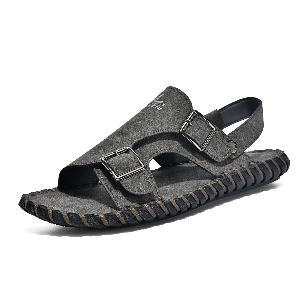Men s 2026 Summer Two-Way Hand-Stitched Soft Sole Beach Sandals 47