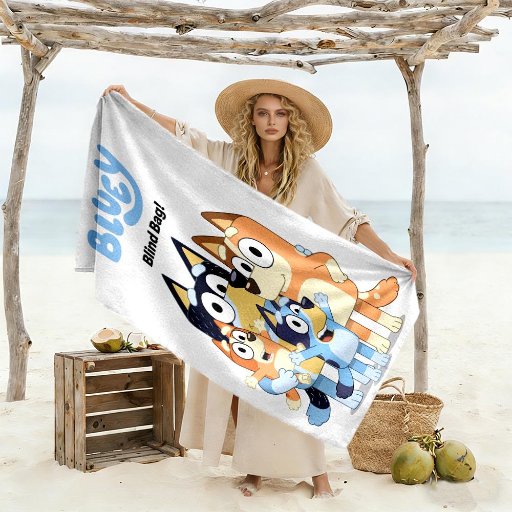Bluey's Adventure Beach Towel Quick-Dry Soft Microfiber Comfortable Lightweight Suitable for Sports, Travel, Swimming, Yoga, Bathroom, Beach, And Pool