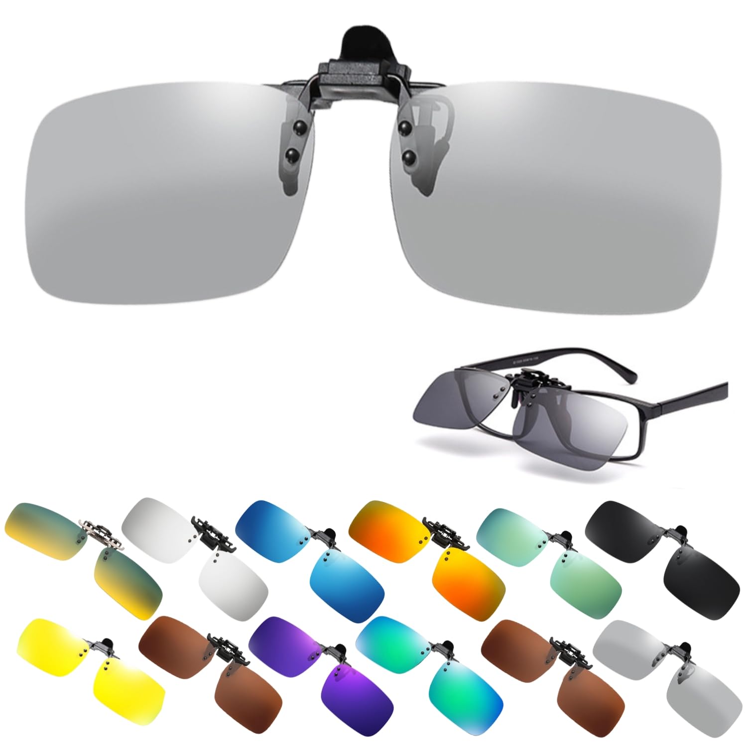 

Ailynas Clip-on Polarized Sunglasses with UV400 Protection for Men and Women, Flip-Up Design, Ultra-Lightweight, One-Touch Installation, Convenient