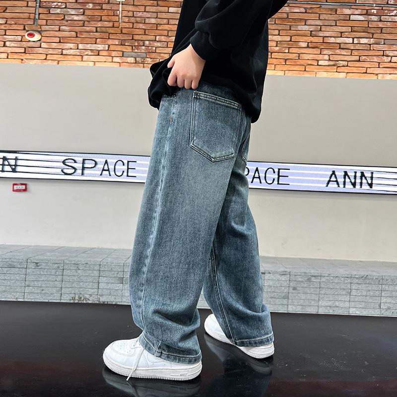 Spring & Autumn Boys' Casual Jeans - Stylish Loose Straight-Leg Pants for Kids