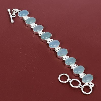 Aquamarine Bracelet Gemstone Bracelet Handmade Jewelry 925 Sterling Silver Bracelet Adjustable Chain Bracelet Silver Jewelry Gifts For Wife