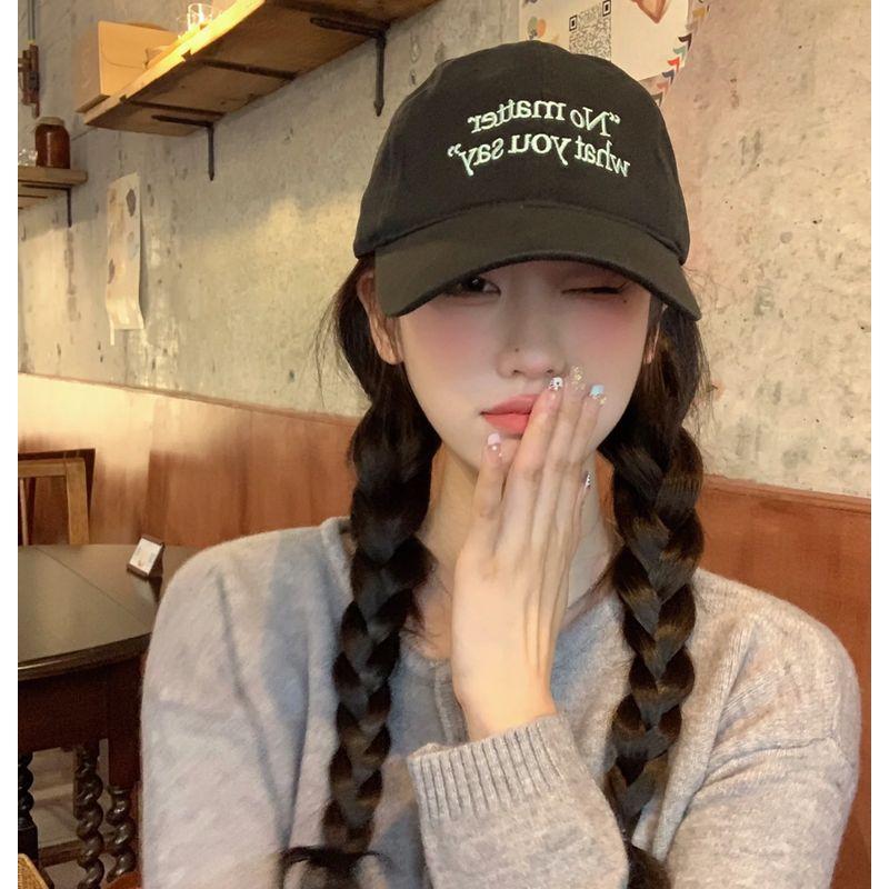 

Summer Baseball Hat Wig One-Piece Women s Long Straight Hair Double Ponytail Twist Braid Korean Style Fashion Peaked Cap Makes Face Look Small Black + brown and black braided
