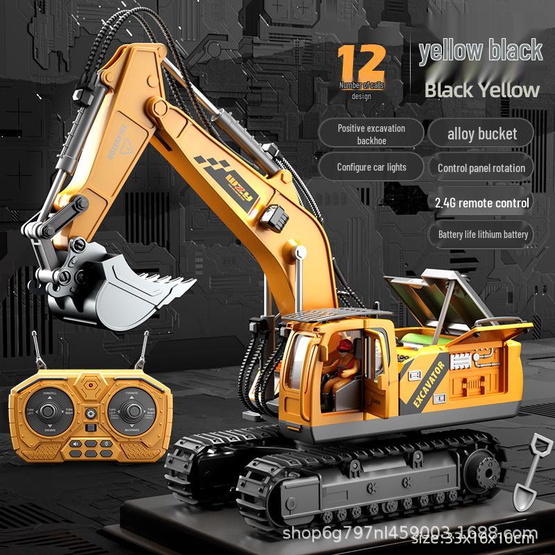 Rechargeable Remote Control Alloy Excavator Backhoe Toy - Large, Multi-functional Engineering Vehicle for Boys