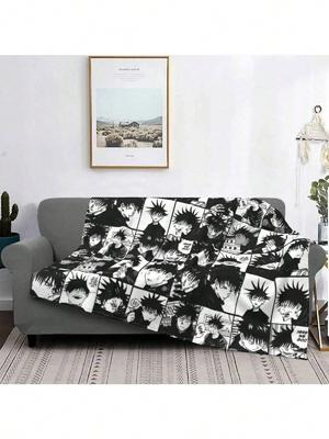 Fushiguro Megumi Manga Collage Blanket Fleece Satoru Anime Lightweight Thin Throw Blankets For Airplane Travel Bed Rug