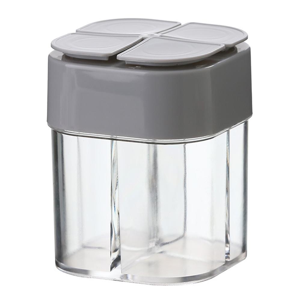 NEW 4-in-1 Transparent Seasoning Dispenser Jar 4 Grids Spice Container with Lid Salt and Pepper Shaker for Travel Picnic Cooking