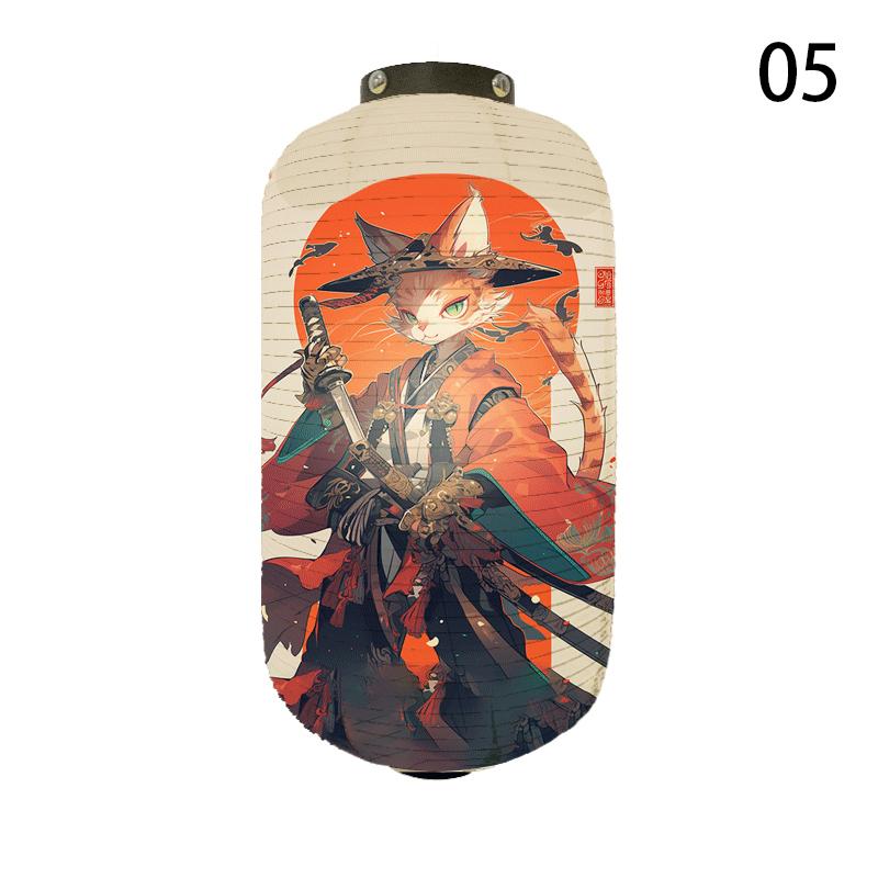 20x35cm Japanese Kimono Samurai Cat Art Pattern Lantern Restaurant Izakaya Cuisine Decor Advertising Sign Ukiyo-e Cloth Lanterns