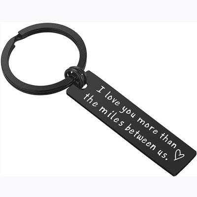 Long Distance Relationship Gifts Keychain - I Love You More Than The Miles Between Us Keyring for Boyfriend Valentines Day Gift