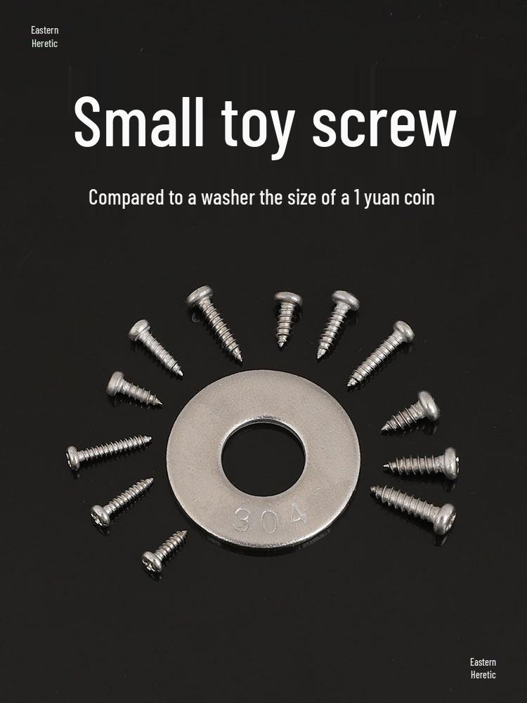 304 Round Head Phillips Self-Tapping Screws, M1.21.41.7M2.2M2.6M3.5 Electronic Small Screws with Pointed Tail