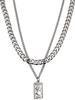 Layered Cuban Chain Necklace Silver Stainless Steel VENUS Coin Pendant Hip Hop Unisex Jewelry
