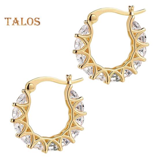 

1 пара женских сережек-обручей с кубическим цирконием, круглые, маленькие серьги-кольца, серьги-клипсы для выпускного вечера, медные круглые серьги золотистый