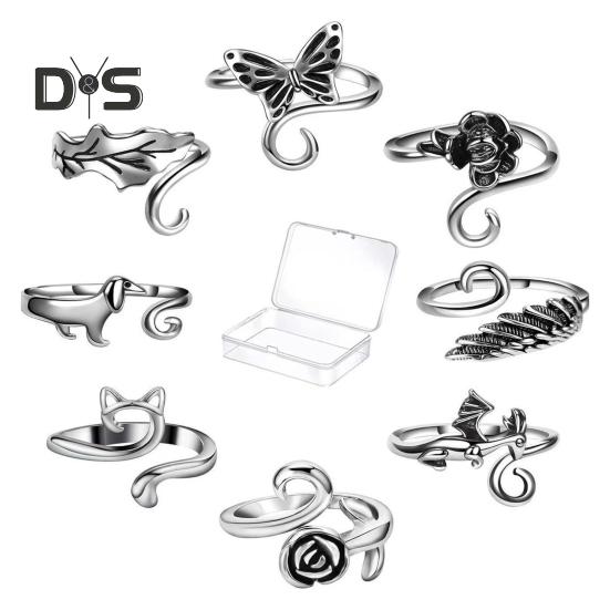 

8 шт./компл. нитяное кольцо для вязания крючком, регулируемые кольца в виде животных, плетеное кольцо для вязания, полые кольца, натяжные кольца для пряжи для вязания крючком, аксессуары для вязания Random Style