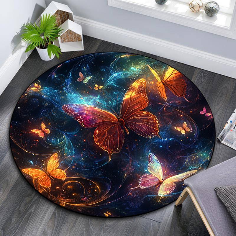 

Magical Butterfly Round Area Rug,Carpet Rug for Living Room Bedroom Sofa Playroom Decor,Non-slip Floor Mat 80cmx80cm