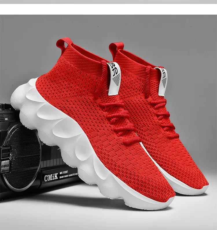 Trainers Breathable Soft Sole Sports Casual Socks Lace Up Thick Soled Red Shoes Tenis Masculino Mens White Sneakers