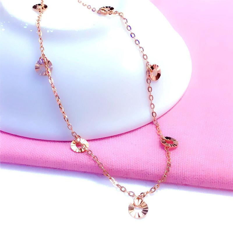 Purple Gold Flake Fringed Anklet Exquisite Delicate Rose Gold-Plated Car Flower Disc Anklet Jewelry