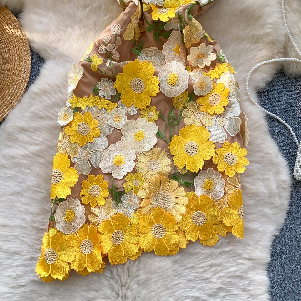 Summer Women Sexy Strapless Luxury Embroidery Flower Mesh Mini Short Evening Party Dresses