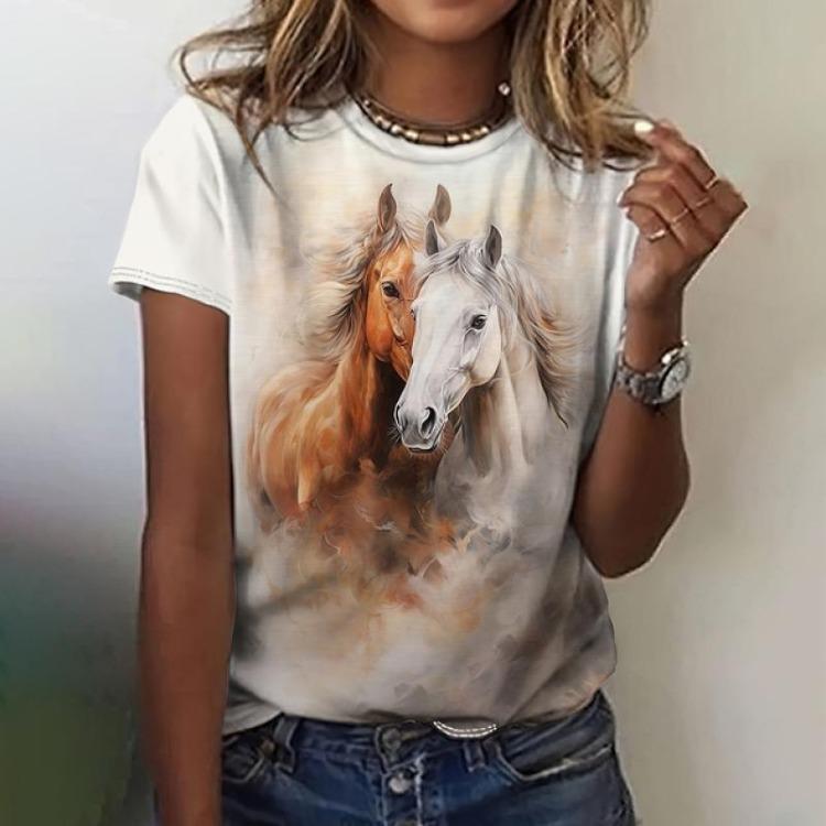 Kawaii Funny Animal Graphic Women's T Shirts Casual Oversize Short Sleeve Top Female Fashion Clothing Ladies