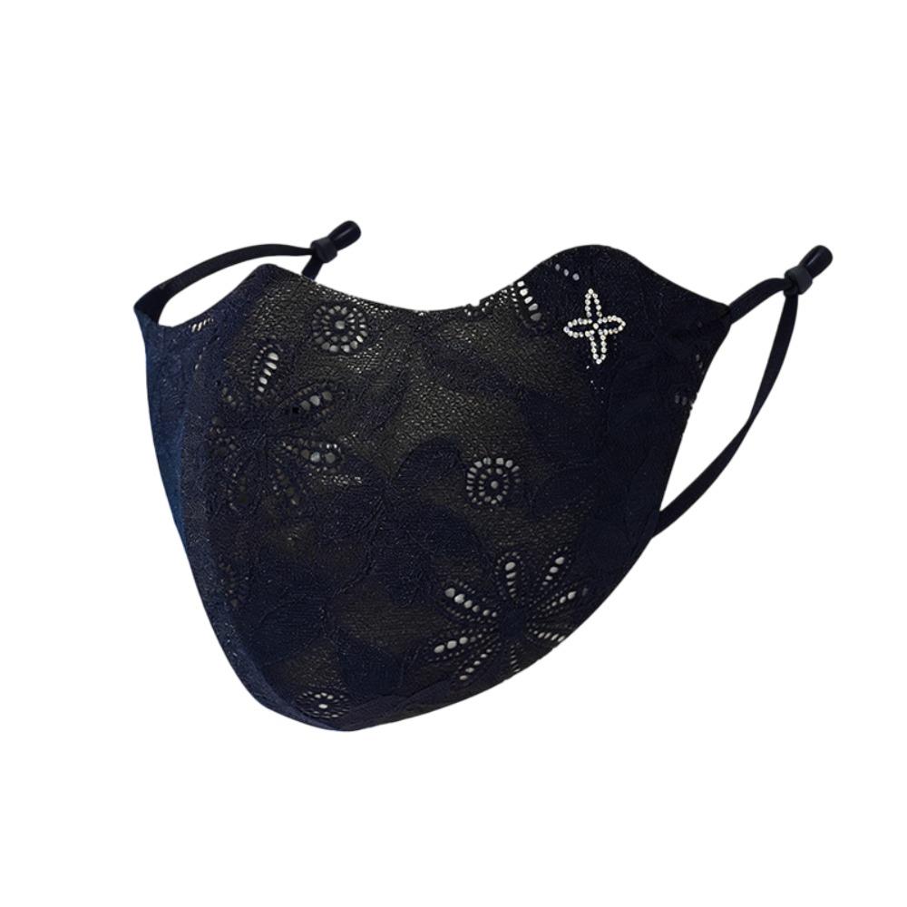 Floral Print UV Protection Face Masks with Diamond Sunscreen Mask  Summer Outdoor чёрный