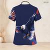 Women Plus Size Scrub Top V Neck Short Sleeve Printed Red Blue With Front Pockets